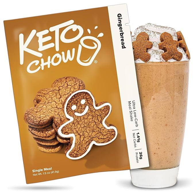 Keto Chow Gingerbread | Keto Meal Replacement Shake Powder | Nutritionally Complete Food | Low Carb Keto Meals | Delicious Easy Meal Substitute Drink | Protein Rich You Choose The Fat | Single Meal