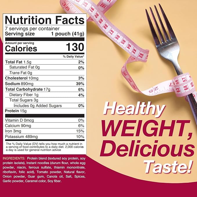 ProtiDIET High Protein Spaghettini Bolognese with Soy Chunks Sauce Mix, Low Fat, Low Sugar, Quick and Easy-to-Prepare Microwavable Protein Pasta to Support an Active Lifestyle -7 Pouches Per Box
