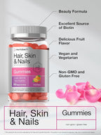 Horbäach Hair Skin and Nails Gummies | 100 Count | Supplement with Biotin for Men and Women | Fruit Flavored Vitamins | Vegan, Non-GMO, and Gluten Free