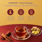 SAMSIDAE Korean Panax Red Ginseng with Ginger Tea, Box of 50 Bags, Supports Circulation, Energy, Immunity, and Digestion – Smooth Taste