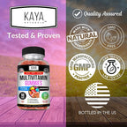 Kaya Naturals Adult Multi Vitamin Gummy, Biotin, Vitamin A, C & E, Including Zinc &Vitamin B-12, Folic Acid, Strawberry Flavor | Gluten-Free multivitamins Sweet Adult Gummies - 60 Gummies