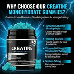 Creatine for Men, 5000MG Creatine Monohydrate Gummies for Men, Workout Support, 5g per Serving, Taurine + Vitamins B6 & B12, Blueberry Flavor, 120 Gummies (30 Servings)