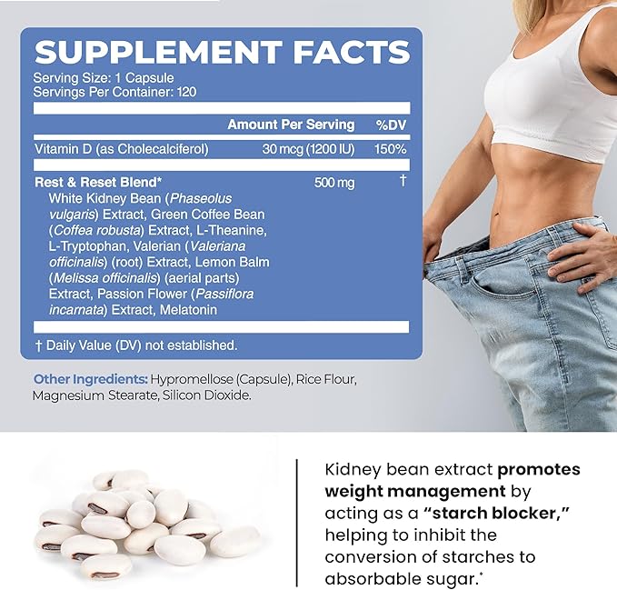Night Time Fat Burner to Shred While You Sleep | Belly Fat Burner, Carb Blocker and Weight Loss Support Supplements | Lose Weight, Support Metabolism and Fall Asleep | 120 Nighttime Diet Pills