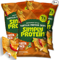 Simply Protein - Zesty Tortilla Chips, Restaurant Style Protein Chips, Fiesta Taco (3-Pack) -7g Protein, 140 Calories, Gluten Free, Vegan -Crispy Plant Based Pea Protein Snacks -3 Bags, 4.58oz (130g)