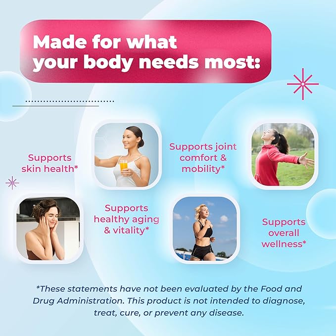 Collagen Peptides with Biotin + Keratin, Vitamin C + Omega 3 - Radiant Skin, Healthy Joint, Nails (150-day Supply)