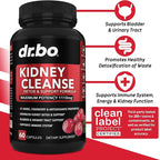 Kidney Cleanse Detox Support Supplement - Natural Cranberry, Juniper Berries, Buchu & Uva Ursi Extract to Support Kidneys, Bladder & Urinary Tract Health Supplements - Herbal Renal Blend Formula Pills