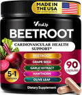 VitaUp Beet Root Capsules - USA Made Beetroot Supplement for Normal Circulation, Nitric Oxide & Heart Support - 5-in-1 Beets with Grape Seed, Garlic Extract, Hawthorn Berry, Olive Leaf - 90 Vegan Caps