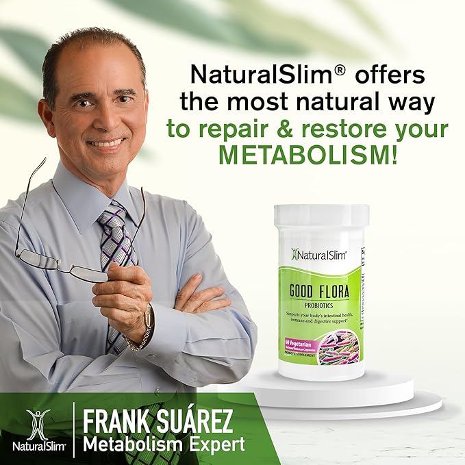 NaturalSlim Good Flora, Probiotics for Women & Men - Gut Health Supplements with 7 Powerful Strains for De-Bloating & Vitality - Probiotics for Digestive Health, 60 Vegetarian Capsules, 2 Pack