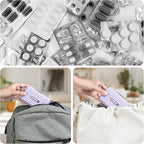 Travel Pill Organizer Box with Medicine Labels, 7 Compartments Portable Pill Case, Daily Medication Organizer Storage Pill Container for Pocket Pharmacy(Purple, L)