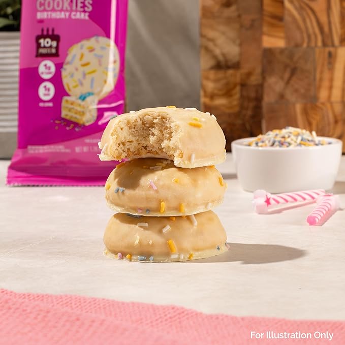 Quest Nutrition Frosted Cookies Twin Pack, Birthday Cake, 1g Sugar, 10g Protein, 1g Net Carbs, Gluten Free, 16 Cookies