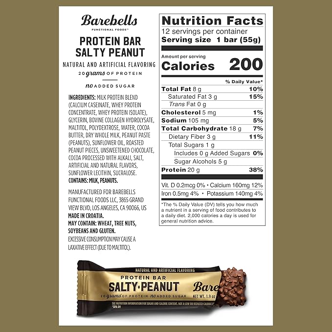 Barebells Salty Peanut Protein Bars, 12 Count,Pack of 2-20g Protein, 1g Sugar Snack Bars…