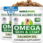 BARK&SPARK Omega 3 for Dogs - 360 Fish Oil Treats for Dog Shedding, Skin Allergy, Itch Relief, Hot Spots Treatment - Joint Health - Skin and Coat Supplement - EPA & DHA Fatty Acids - Salmon Oil