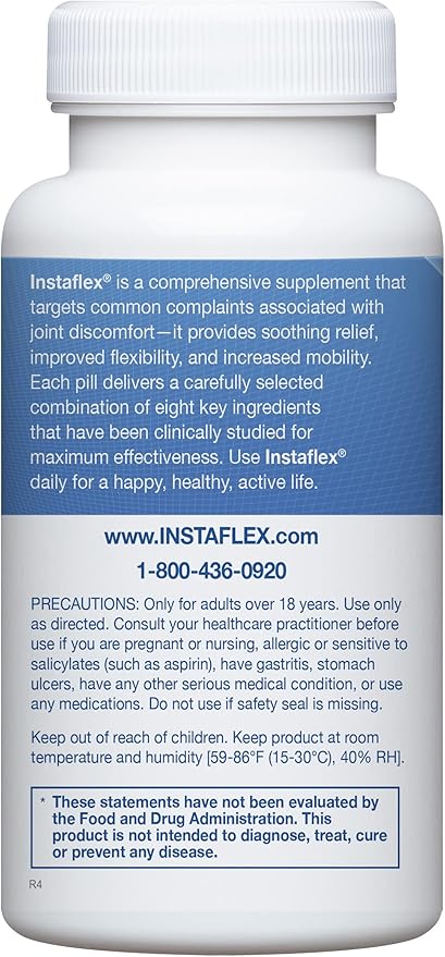 Instaflex Joint Support Supplement for Men and Women - Glucosamine, MSM, White Willow, Turmeric, Ginger, Cayenne, Hyaluronic Acid - 180 Capsules