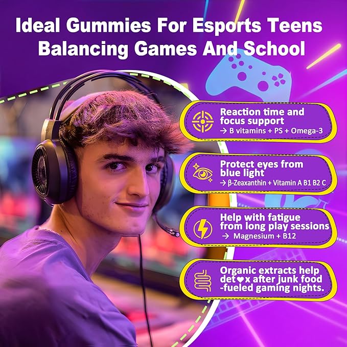 Multivitamin Filled Gummies for Teen Boys Girls 12-17, 18, 19, Kids 10+ Multivitamin with Omega 3, Calcium + Magnesium + Zinc, Multi-Minerals for Adolescent 10-19S Brain, Bone, Energy, Immune, 2Pack