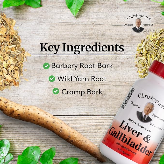 Christopher's Original Formulas Liver & Gallbladder Formula Capsules - Gallbladder Supplements with Digestive Enzymes - Supports Digestive System with Natural Herbs - Pack of 2