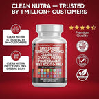 Clean Nutraceuticals Tart Cherry Extract Capsules with Turmeric Moringa Cranberry Chanca Piedra Celery Quercetin ACV Pomegranate L Selenomethionine - Uric Levels - 120 Ct