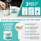 CB Supplements Multi Collagen Protein – Hydrolyzed Collagen for Joint, Skin, Gut, Hair & Nail Health – Unflavored Powder with Types I, II, III, V & X – Grass-Fed & Clean – 58 Servings