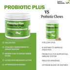 Deley Naturals Probiotics Plus Chews for Dogs - Gut Health Supplement with 5 Billion CFU's & Digestive Enzymes - Prebiotics for Dog Allergies, Diarrhea & Yeast - 90 Count Pumpkin Flavor Made in USA