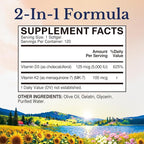 Vitalitown Vitamin D3 K2 Supplement, D3 5000 IU, Vitamin K2 MK-7 100 mcg, Non-GMO, No Gluten & Soy, for Bone, Teeth, Immune & Heart Health, 120 Softgels