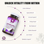 Resveratrol 1600mg - 180 Capsules | Trans-Resveratrol Antioxidant Supplement with Natural Green Tea, Grape Seed Polyphenols & Quercetin, Supports Digestive, Heart Health, Immune System, Brain Function