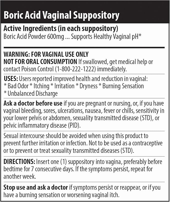 Natureland Boric Acid Vaginal Suppositories for Women 600mg - 40 Count - Made in USA - Feminine Care for pH Balance & Odor Control - Intimate Health Support - with BloomSense App