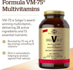 Solgar Formula VM-75, 180 Tablets - Multivitamin with Chelated Minerals - Vitamin A, B6, B12, C, D, E - Biotin, Magnesium, Calcium, Iron, Zinc - Vegan, Gluten Free, Dairy Free, Kosher - 180 Servings