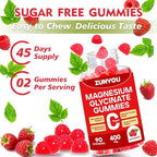 Magnesium Glycinate Gummies 400mg, Sugar Free Magnesium Gummies for Sleep, Muscle Support and Relaxation, Calm Magnesium Supplements for Women and Men, 90 Count