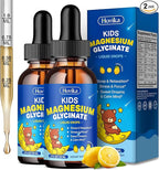 2 Pack Magnesium Glycinate Liquid for Kids - with L-Theanine Omega-3, Vitamin B6, D3, Zinc - Kids Magnesium Drops for Sleep, Relaxation, Calm & Focus - 2 Fl Oz, Lemon Flavor