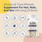 Moerie Ultimate Hair Growth Supplements for Women & Men - Hair, Skin, Nails Vitamins with Biotin & Minerals for Hair Health - Thicker Hair - 60 Capsules