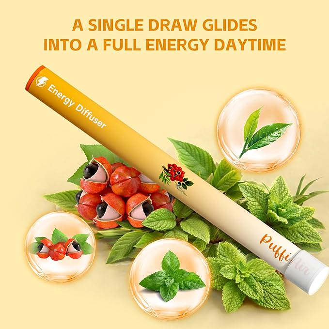 Herbal Diffuser Pen, Energy Diffuser with Guarana, Green Tea Extract, VB12, Peppermint & Menthol for Energy Boost, All Natural Swap - 600 Uses, 2 Diffusers, 1 Pack