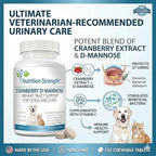 Cranberry D-Mannose for Dogs, Support for Bladder & UTI, Pet Urinary Tract + Immune Health Supplement, Cranberry for Dogs with D-Mannose & Vitamin C, 150 Chewable Tablets