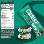 Quest Nutrition Mint Chocolate Chunk Protein Bars, 20g Protein, 1g Sugar, 4g Net Carb, High Fiber, Gluten Free, Keto Friendly, 4 Count