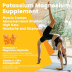 Potassium Magnesium Gummies - High Absorption Magnesium Glycinate & Potassium Citrate Plus Omega 3, B6, D3, K2 & Calcium - Chewable Gummy for Leg Cramps, Immunity & Energy Orange 120 Gummies