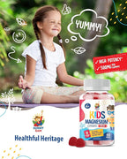 Sugar-Free Magnesium Gummies for Kids & Teens - 500mg Calm Magnesium Citrate - Chewable Magnesium Gummy Supplement for Sleep, Mood & Muscle Support - Citrato de Magnesio para Niños - 60 Days Supply