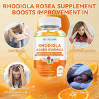Rhodiola Rosea Gummies for Adults & Kids-Adaptogenic Herb-Daily Wellness, Emotions, Slumber Support, with Ashwagandha, Magnesium Glycinate, Siberian Eleuthero Supplements for Women & Men, 60 Count