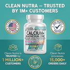 Allin1 Calcium Magnesium Zinc Supplement with Potassium, Copper, Strontium, Silica, Vitamin D3 K2, Boron, Vitamin B1 B12 Red Clover Herb Alfalfa Basil Pills for Men & Women Clean Nutra Osteo Defend