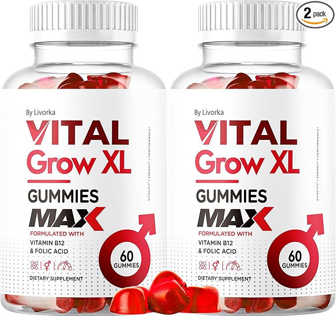 (2 Pack) Vital Grow XL Male Gummies - Men's Performance Gummies 1050MG Vital GrowXL Blend, Vital Growth Gummy Advanced Gomitas Formula, 120 Gummies for 2 Months