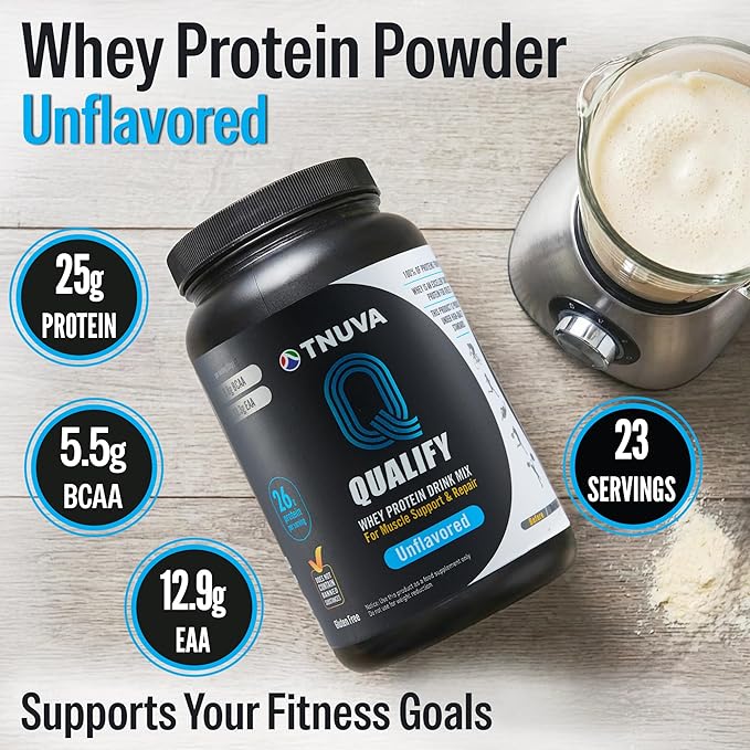 Unflavored Whey Protein Powder. 25g Protein Shake for Post Workout Recovery, Smoothie & Baking. Gluten & Sugar Free, Highly Kosher, Essential Amino Acids (5.5g BCAA, 2.7g Leucine), 1.65lbs 23 Servings