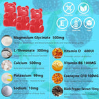 Magnesium Glycinate Gummies 500mg with L-Threonate, Vitamin D, B6, Potassium & CoQ10 | Sugar-Free Complex Formula for Enhanced Sleep Quality | Raspberry Flavor | 120 Count