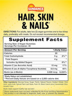 Sundance Hair, Skin, and Nails Gummies with Biotin | 2500 mcg | 80 Count | Fruit Flavor Vitamin | Vegan, Non-GMO & Gluten Free Supplement