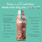 OWYN Only What You Need Double Shot Vanilla Latte Flavored Protein Shake, 20g Protein, 0g Sugar, 3g Fiber, 180mg Caffeine, Dairy Free, Plant Based Protein Drink, 12 Count