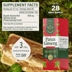 HERBAMAMA Panax Ginseng Root Tincture - Vegan Energy Support with Korean Red Ginseng Extract Liquid Drops - Non-GMO, Alcohol & Sugar-Free Immune Support Supplement - 28-Day Supply