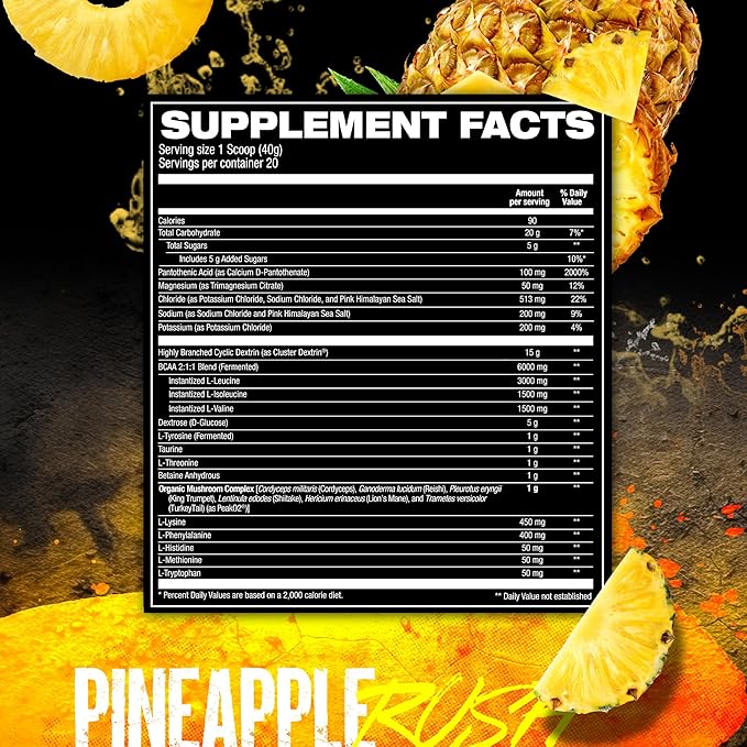 HOSSTILE Intra[R3] Intra Workout Powder, EAA & BCAA Drink with Carbs, Enhance Energy & Endurance, Build Lean Muscle & Improve Recovery, Pineapple Rush, 20 Servings