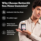Better Alt Irish Sea Moss Gummies | Strawberry Flavor | Lab-Tested for Purity | Supports Immune Health & Energy | 1-Month Pack