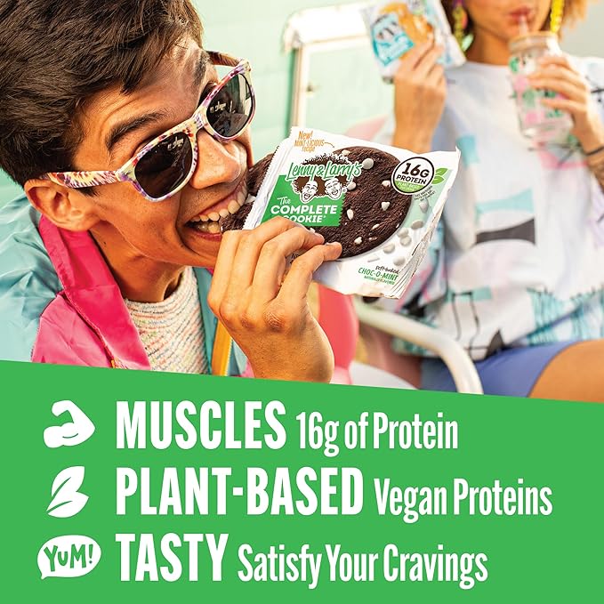 Lenny & Larry's Complete Protein Cookie, [Choc-O-Mint], Chewy Soft Baked, 16g Plant Protein, Vegan, Non-GMO, High Fiber, [4 Ounce] Cookie,(Pack of 24)