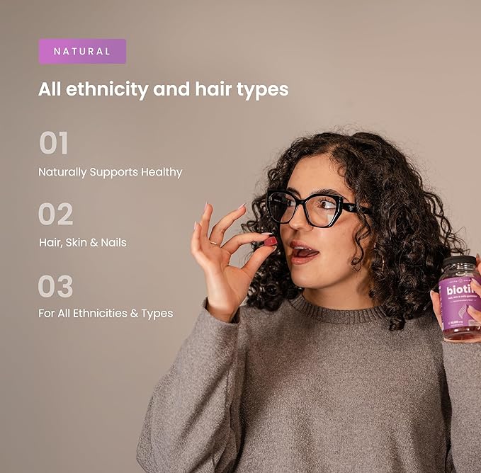 NutraChamps Biotin Gummies 10000mcg [High Potency] for Healthy Hair, Skin & Nails Vitamins for Women, Men & Kids - 5000mcg in Each Hair Vitamins Gummy - Vegan, Non-GMO, Hair Health Supplement