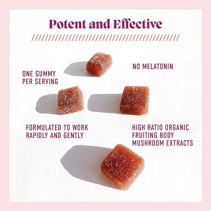Microjoy Hibernate Gummies – Natural Sleep Aid with Reishi Mushroom – Stress Relief and Mood Support – Vegan, Non-GMO, Cherry Flavor (30 Gummies)