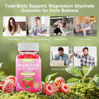 Magnesium Glycinate Gummies 600mg, Sugar Free Magnesium Gummies for Adults with Ashwagandha, Lemon Balm & GABA for Sleep, Mood Support and Relaxation, Vegan, 60 Raspberry