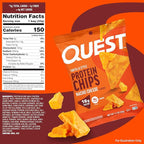 Quest Nutrition Nacho Cheese Tortilla Style Protein Chips, 18g Protein, 4g Net Carb, Low Carb, Gluten Free, 1.1 oz (Pack of 12)