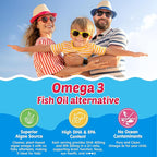 Kids Omega 3 Gummies + Calcium 400mg + Vitamin D3 K2 + C, Omega-3 DHA & EPA Supplement - No Fish Burps, No Sugar - Kids & Teens Omḛga 3 + Multivitamin Gummy for Strong Bones, Brain, Immune, Eye, 60Cts